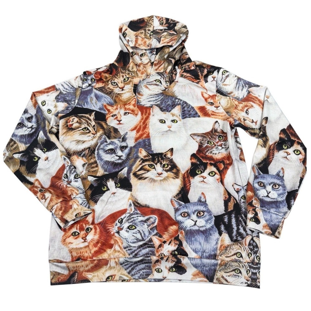 NEWCOSPLAY Cat Hoodie L/XL Unisex 3D All Over Print Cats Pullover Sweatshirt